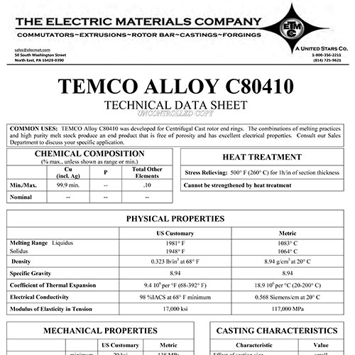 TEMCO Alloy C80410